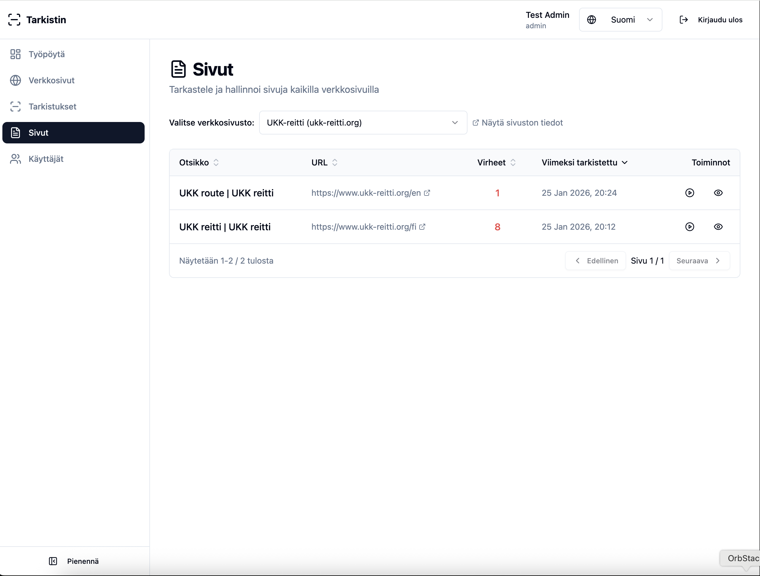 Automaattinen saavutettavuustarkistus